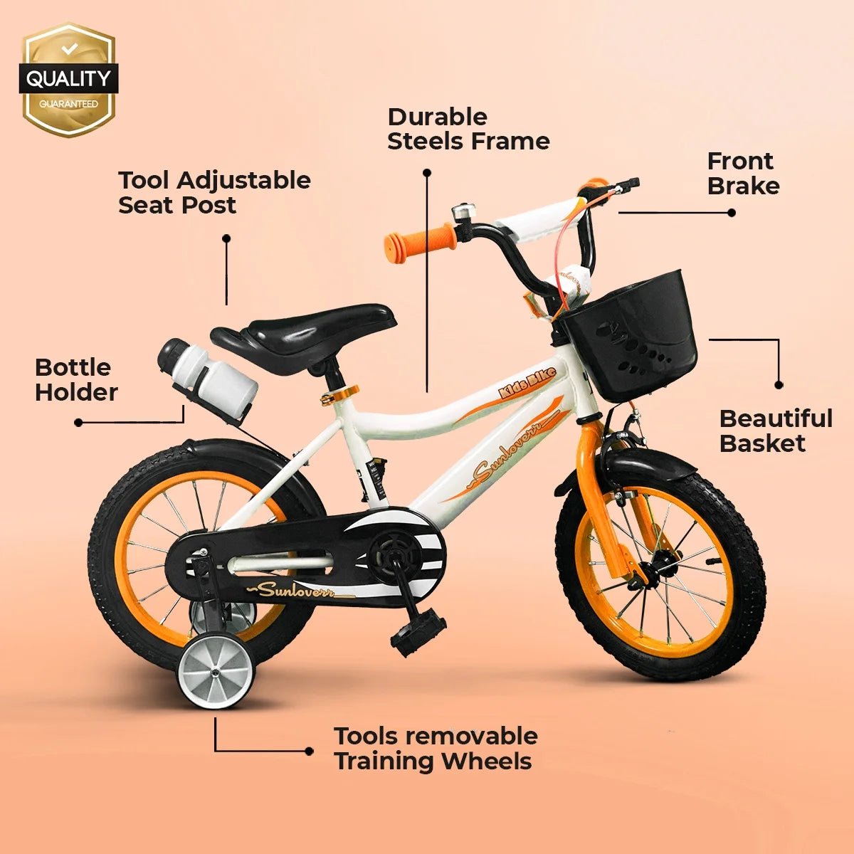 12 Inch Kids Bike with Training Wheels & Basket B209