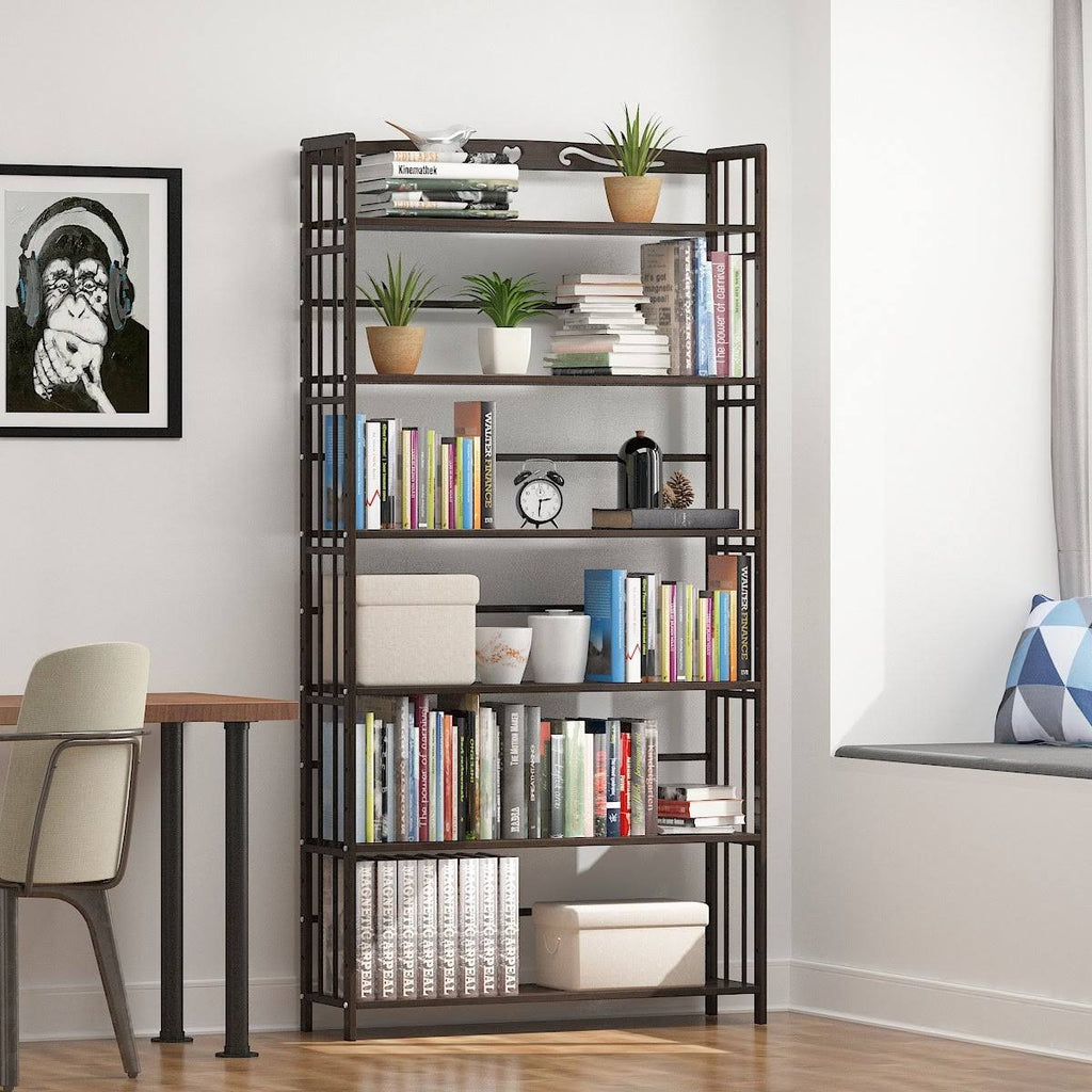 Solid Wood Etagere Bookcase Bookshelf V642522