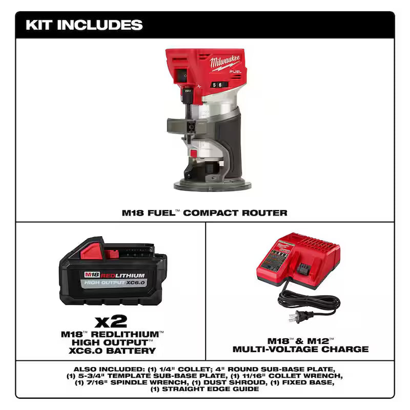 18V Brushless Cordless Compact Router with Battery and Charger T278