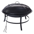 Black 26" Round Iron Outdoor Wood Burning Fire Pit W7907