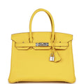 Birkin 30 Jaune de Naples Taurillon Novillo Palladium Hardware V99493