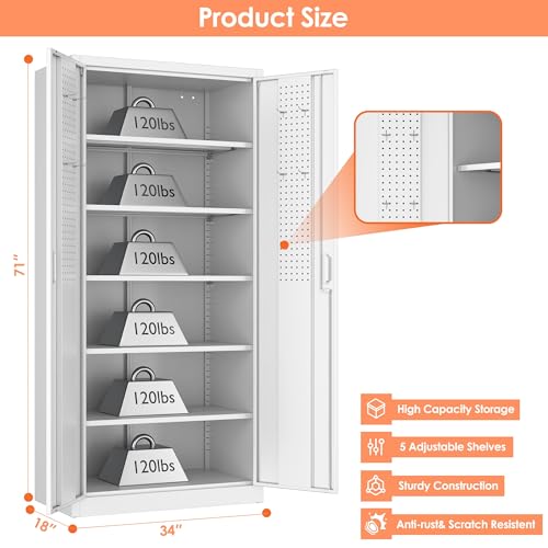 Black Metal Storage Cabinet with Pegboard H629728