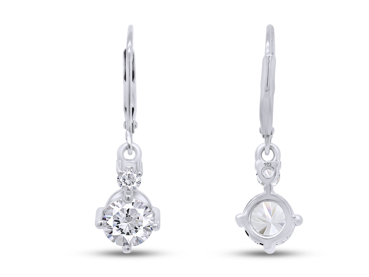 14K White Gold Over Sterling Silver Moissanite Dangle Drop Earrings M99634