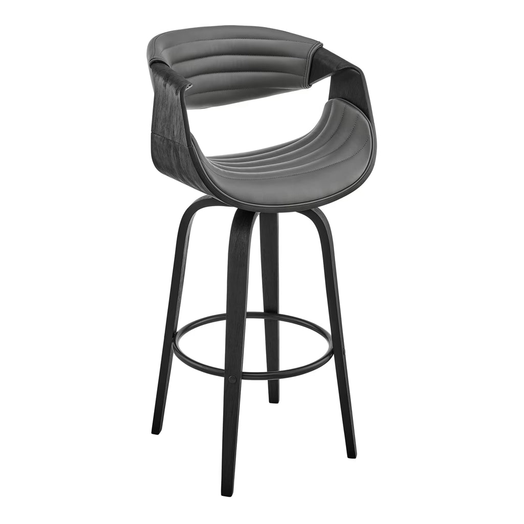 Gray and Black Swivel Counter Stool with Leatherette Bucket Seat F248