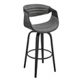 Gray and Black Swivel Counter Stool with Leatherette Bucket Seat F248