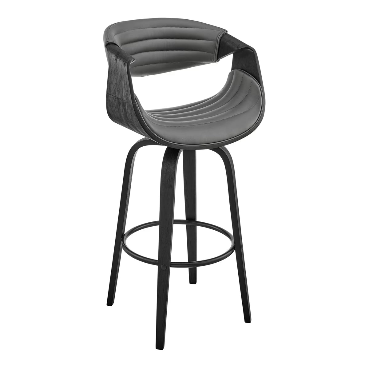 Gray and Black Swivel Counter Stool with Leatherette Bucket Seat F248