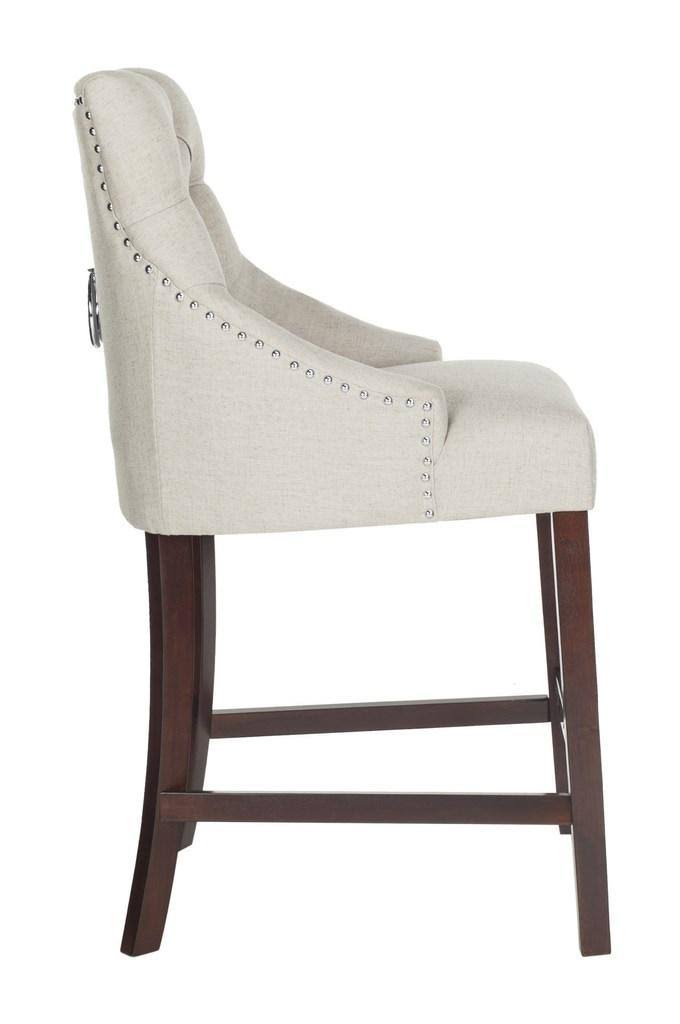 Light Grey Tufted Wing Back Counter Stool H21246