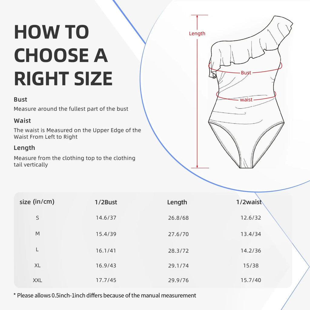 One Shoulder Ruffle Monokini Bathing Suits with Removable Chest Pad U820274