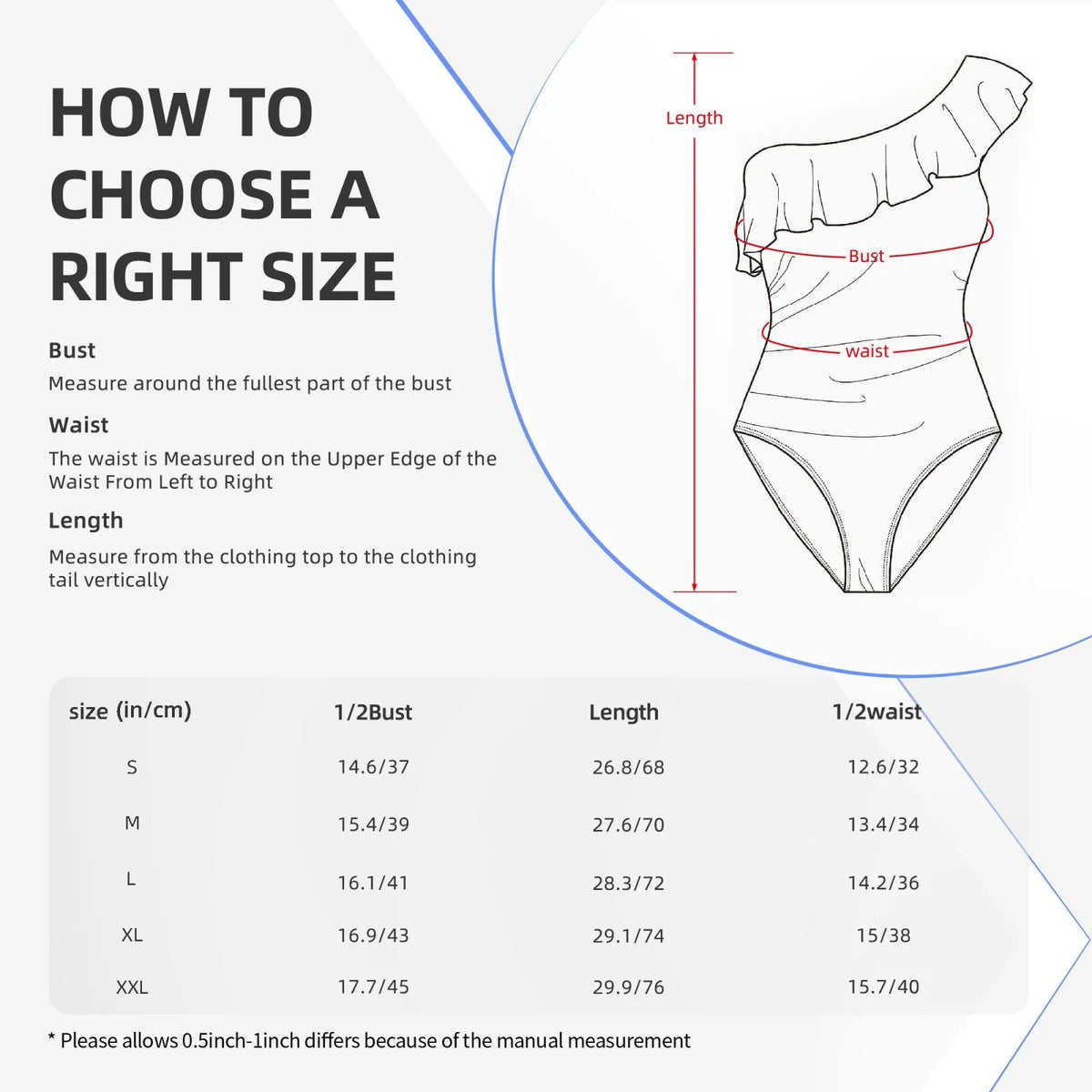 One Shoulder Ruffle Monokini Bathing Suits with Removable Chest Pad U820274