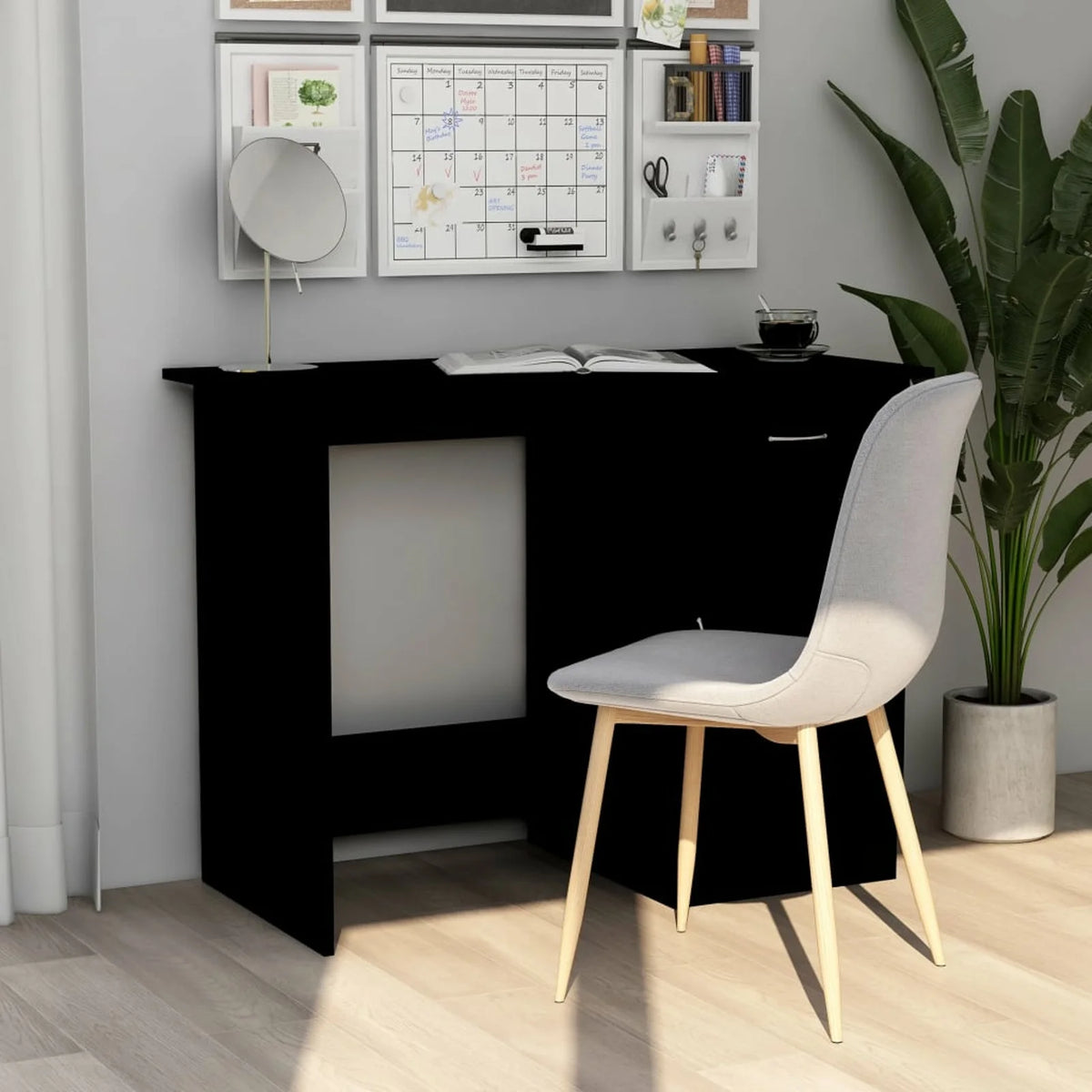 Black Computer Desk with Storage Drawer and Door Cabinet Q6581
