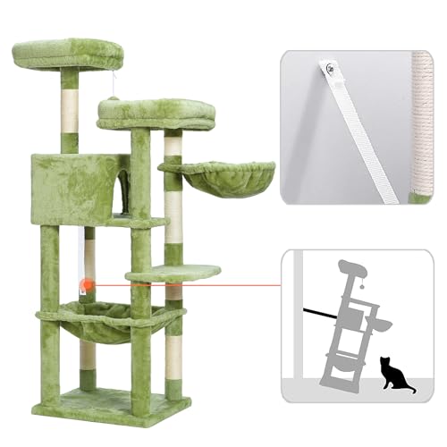 56 inches Smoky Gray Cat Tree with Scratching Posts E193144
