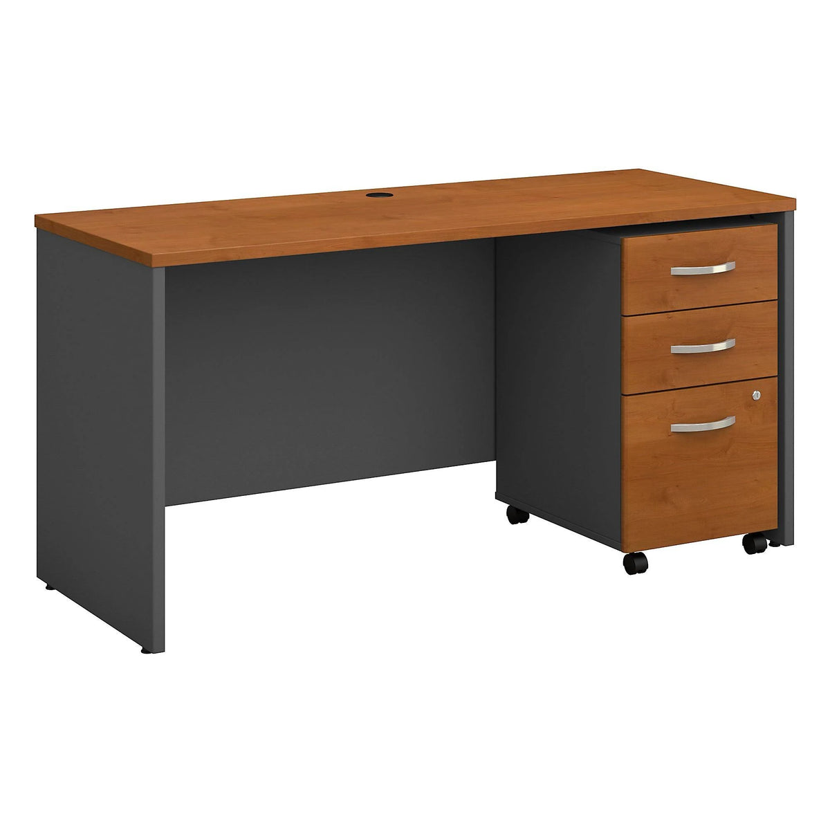 Natural Cherry Office Desk with Mobile File Cabinet B342