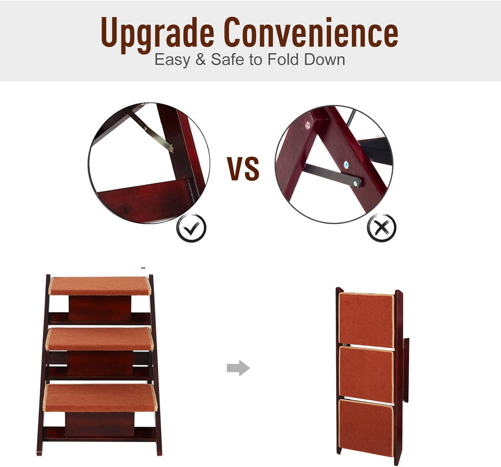 Wooden 2-in-1 Portable Folding Pet Stairs/Ramp I266897
