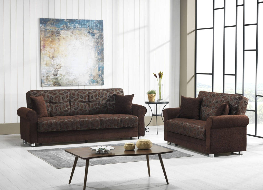 Dark Brown Chenille Loveseat I318