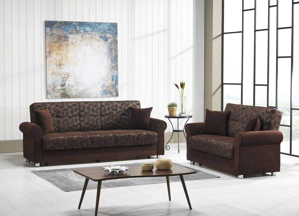 Dark Brown Chenille Loveseat I318
