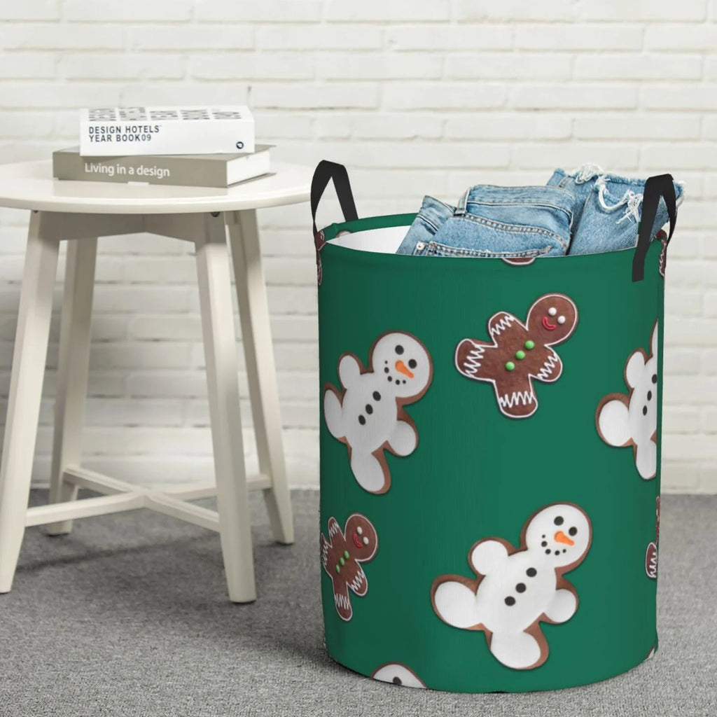 Laundry Hamper With Leather Laundry Basket Waterproof Round Collapsible E965