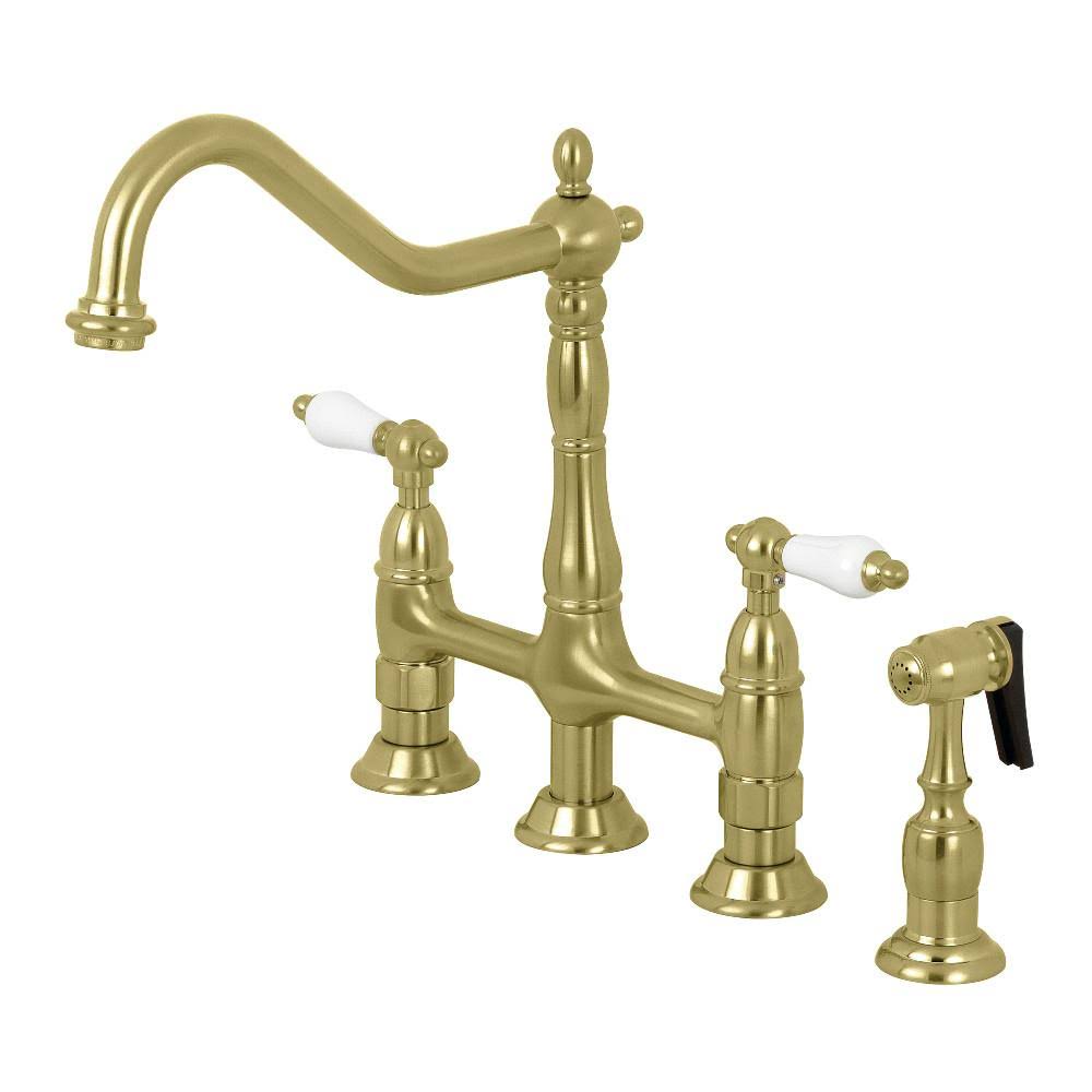 Polished Nickel Kitchen Faucet with Brass Sprayer O949957