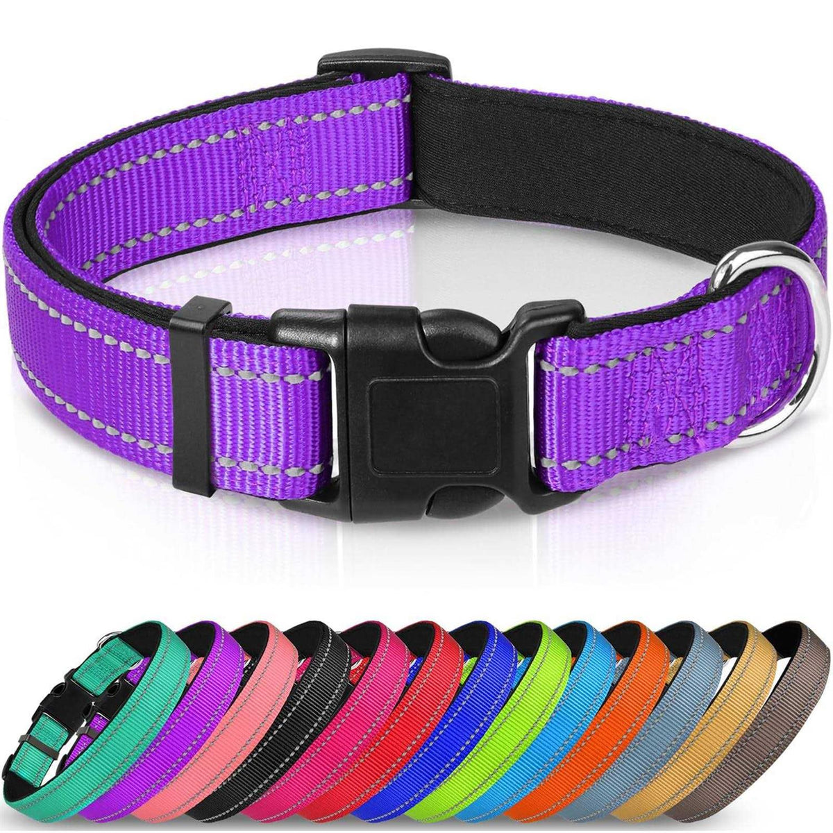 Reflective Neoprene Padded Nylon Adjustable Dog Collar O42234