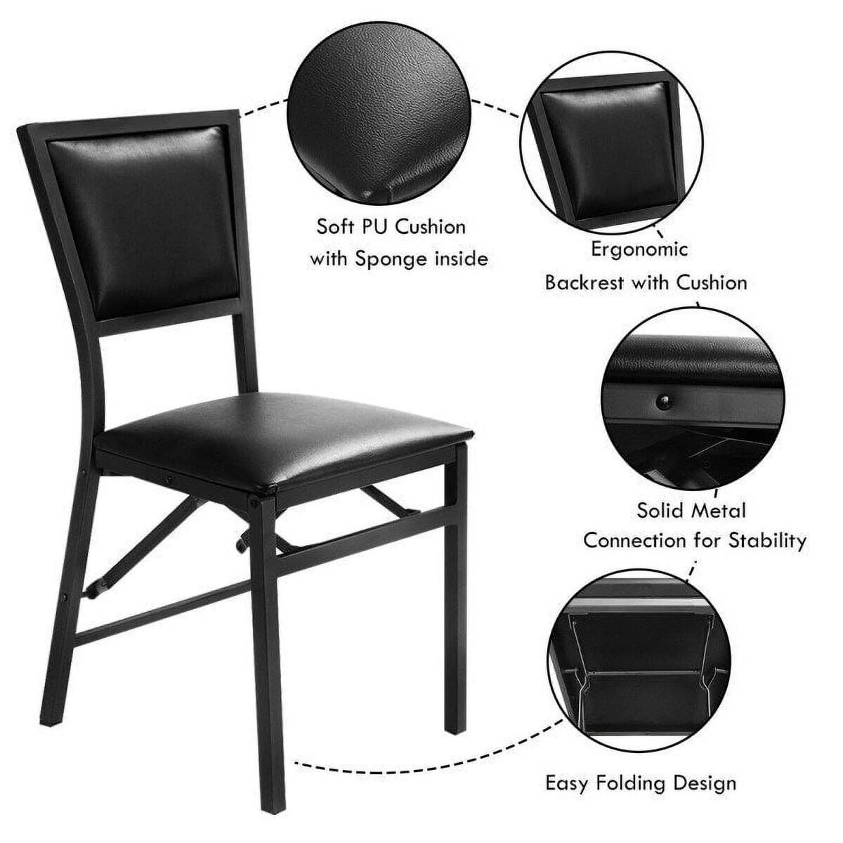 Set of 2 Metal Folding Dining Chair T125