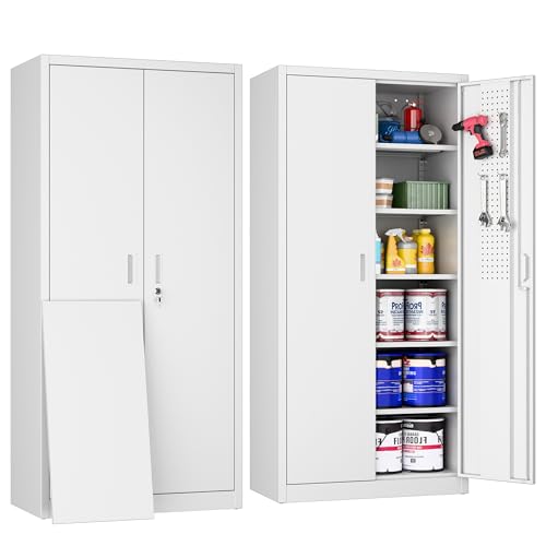 Black Metal Storage Cabinet with Pegboard H629728