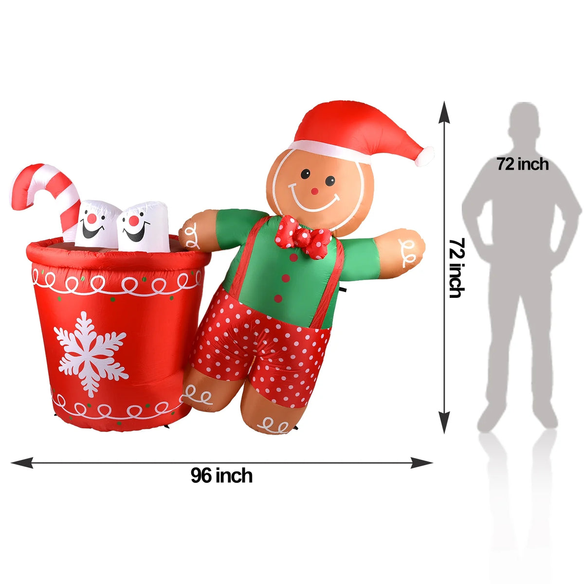 5.9ft Christmas Inflatable Gingerbread Man with LED Lights W154221