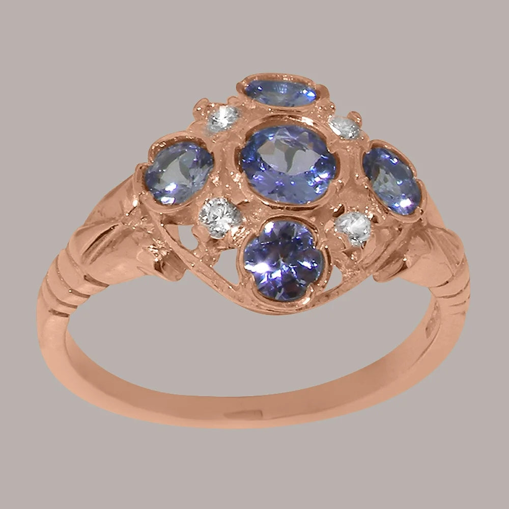 18k Rose Gold Tanzanite Diamond Ring J201