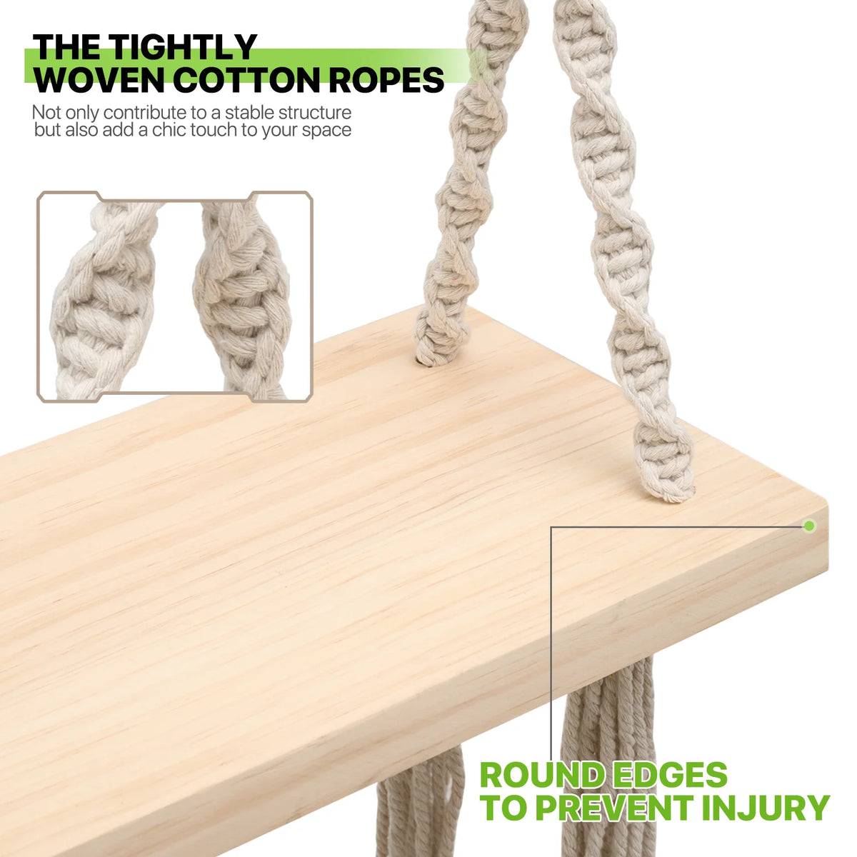 Pine Wood Swing with Metal Ring S8822