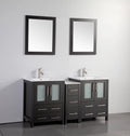 60 in. Double Sink Vanity Cabinet with Ceramic Sink & Mirror Espresso Z7073