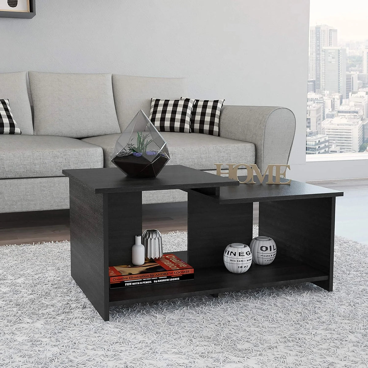Espresso Coffee Table with Open Storage R147018