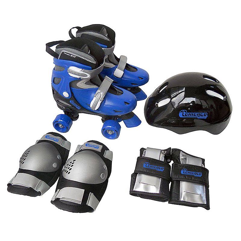 Blue Black Silver Quad Skate Set U486