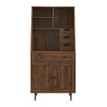 Dark Walnut Storage Desk and Hutch with Keyboard Drawer Z22706