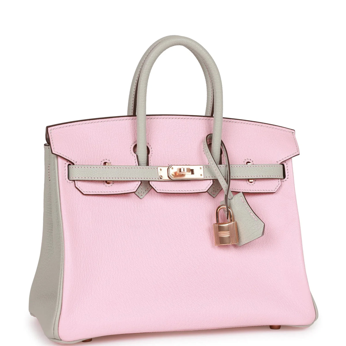 Rose Sakura and Gris Perle Chevre Mysore Handbag Y808
