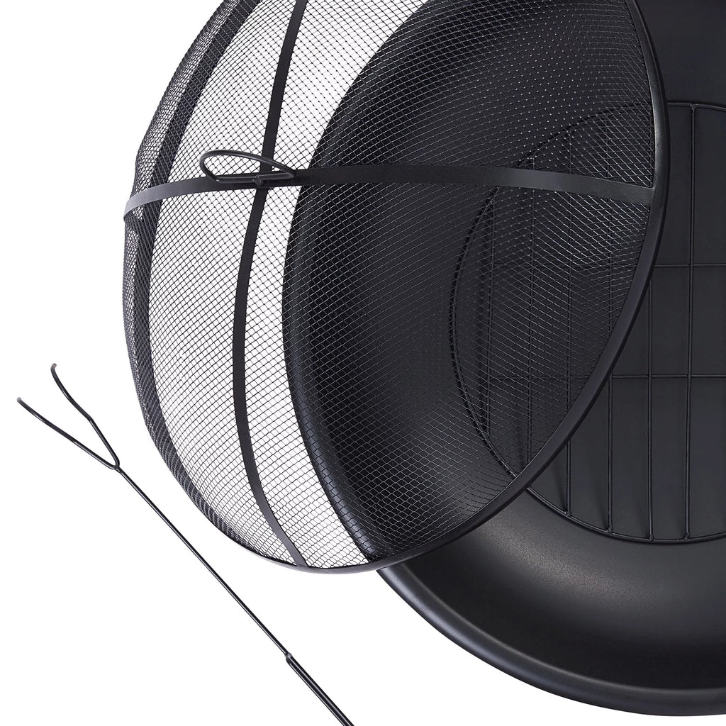 Black 26" Round Iron Outdoor Wood Burning Fire Pit W7907