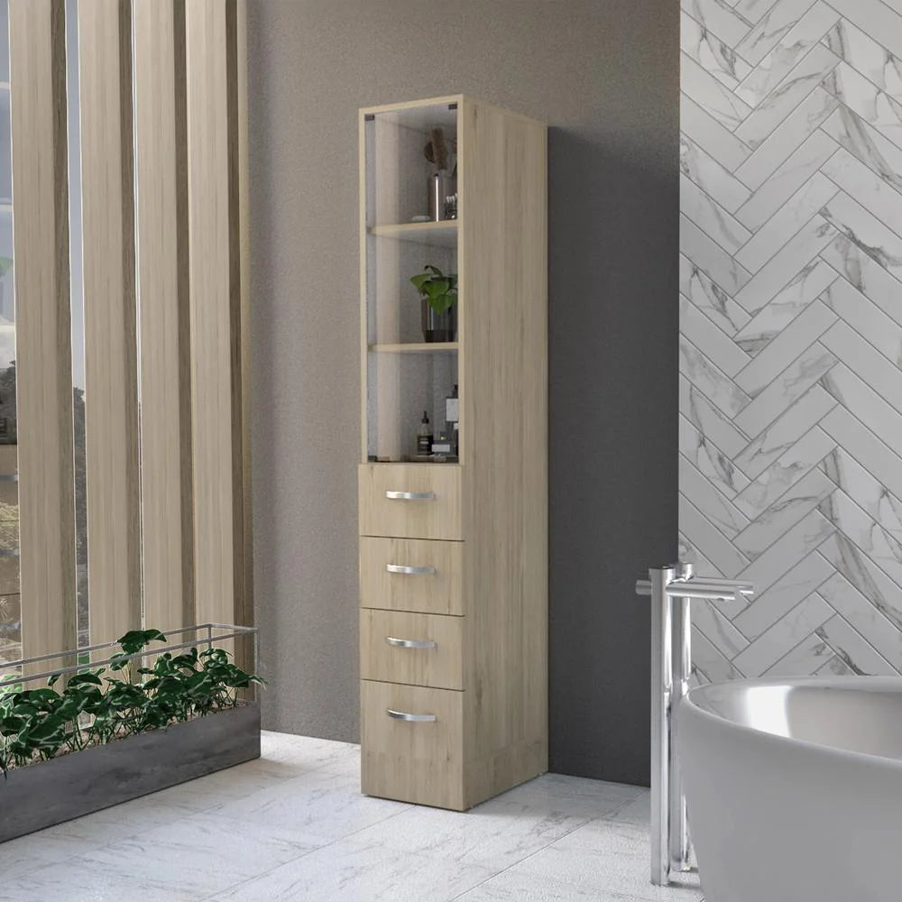 Light Pine White Linen Cabinet G81667