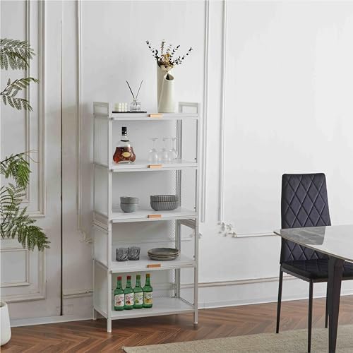 White 5 Shelf Cabinet with Door and Shelves D1114