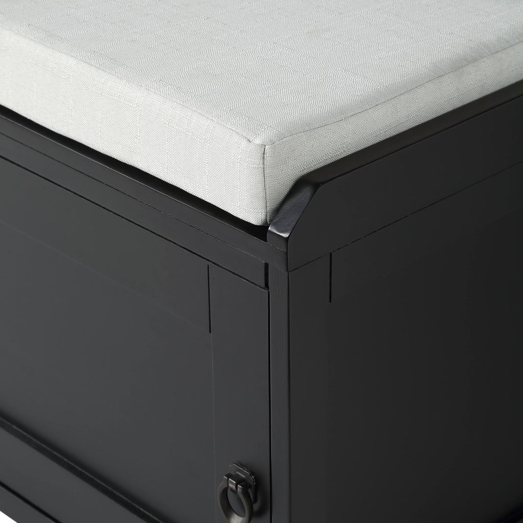 Grey Wood Storage Bench with 2 Cabinets Z899