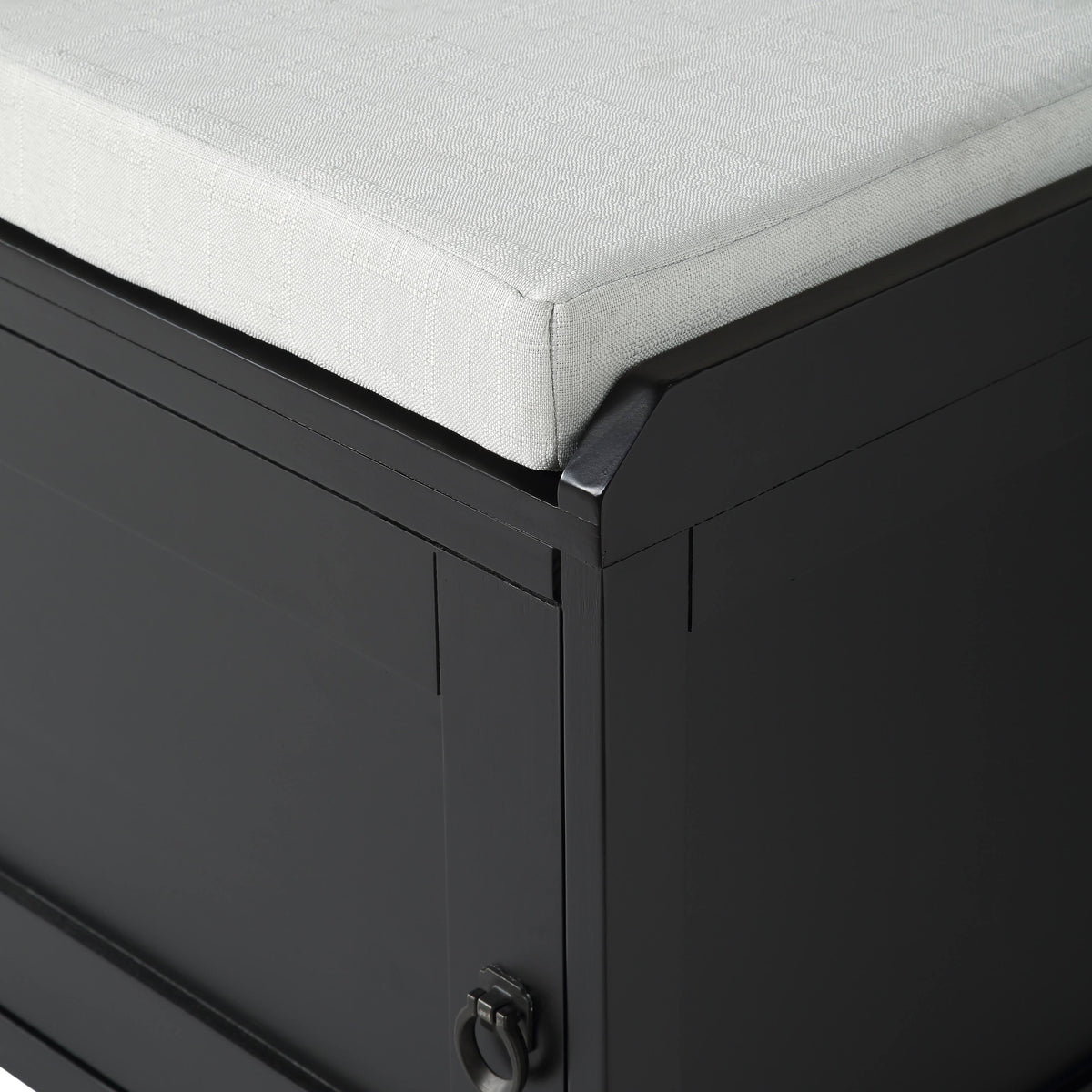 Grey Wood Storage Bench with 2 Cabinets Z899