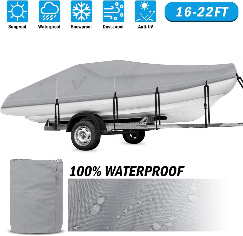 Heavy Duty 600D Waterproof Trailerable Boat Cover W81378