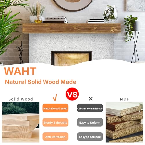 60" Rustic Wood Fireplace Mantel Floating Shelf Y870011