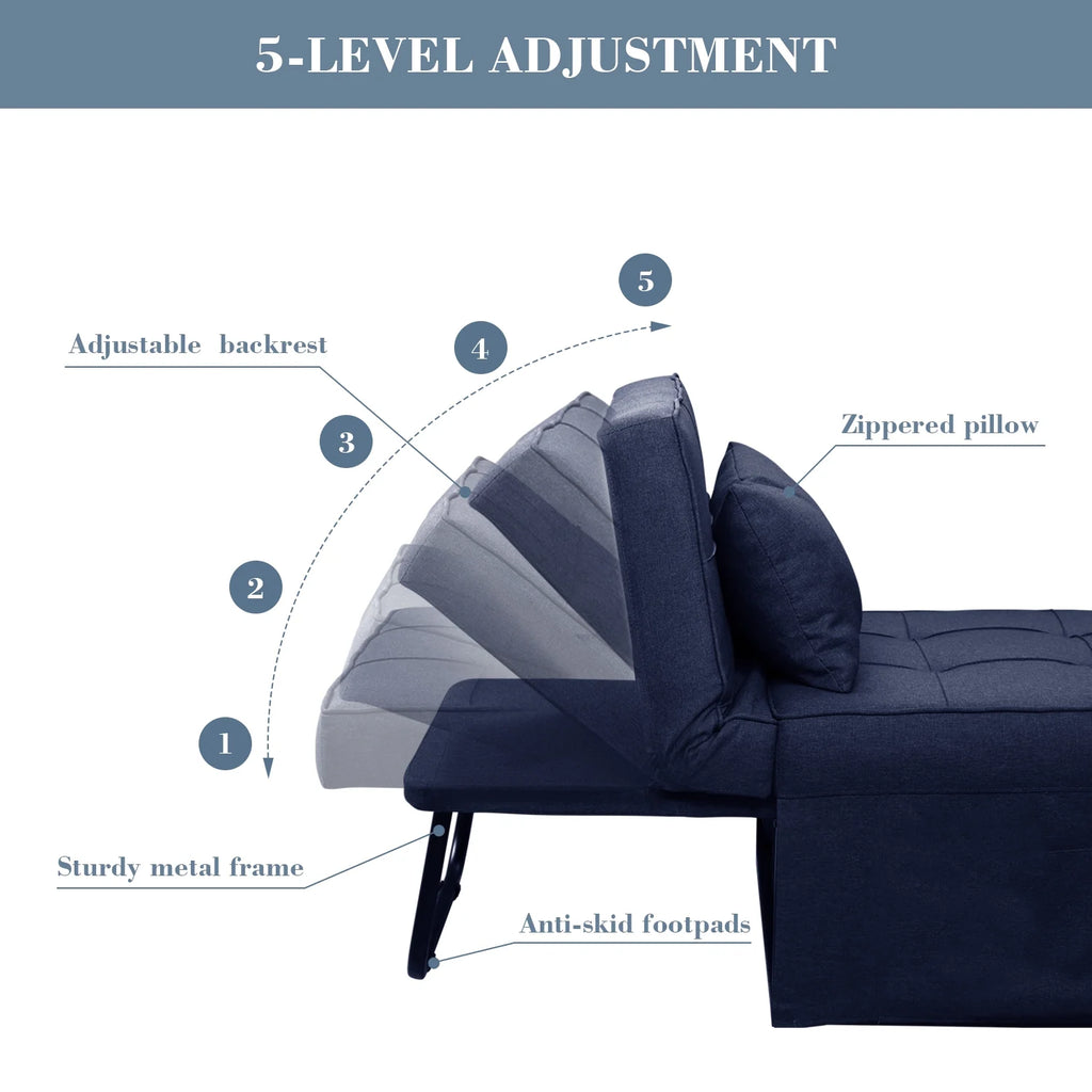 4 in 1 Breathable Linen Convertible Single Sofa Couch T140282