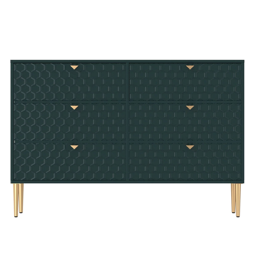 Green 6-Drawer Wood Dresser N76399