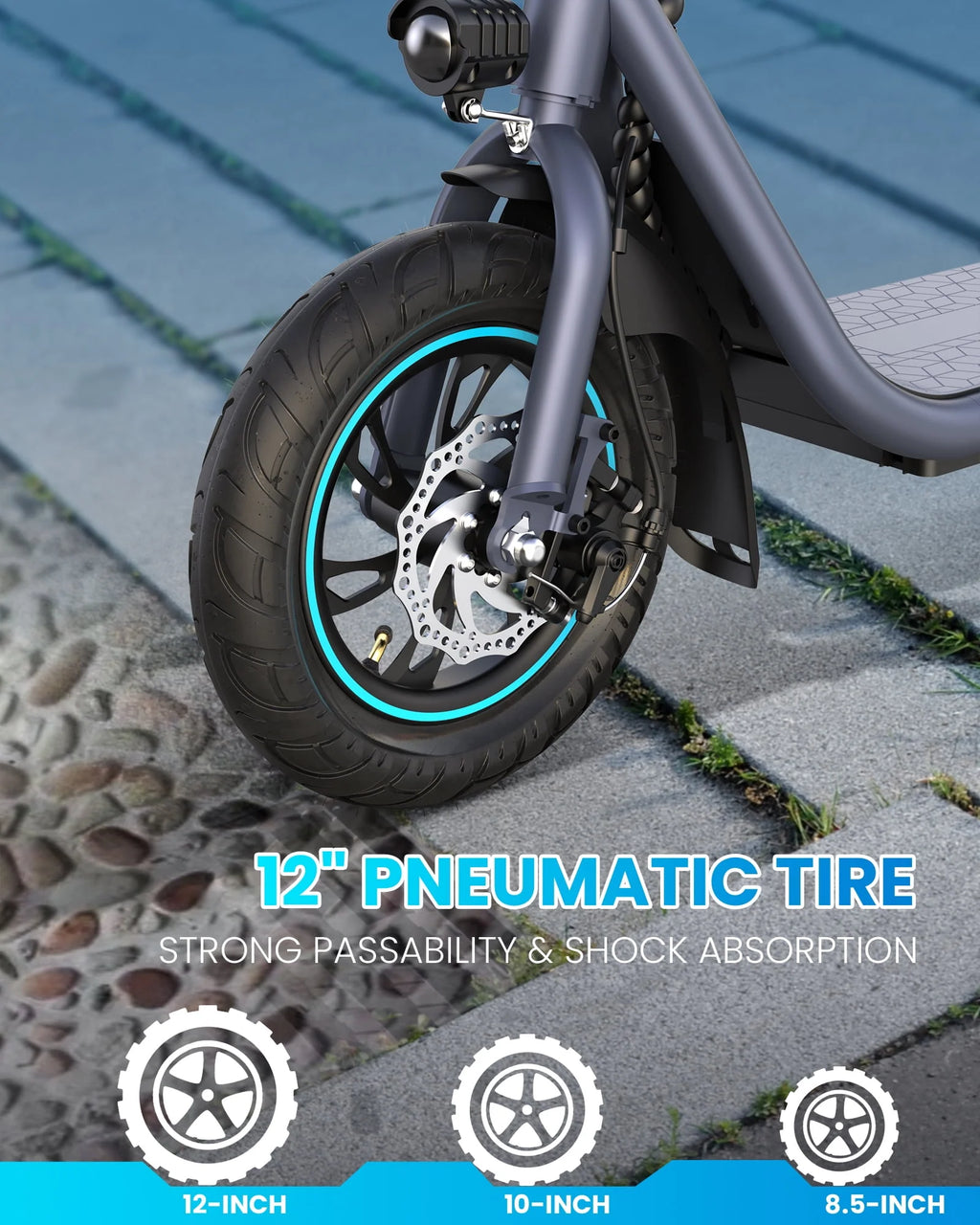 550W 12 inch Electric Scooter with Basket and Wide Deck N74168