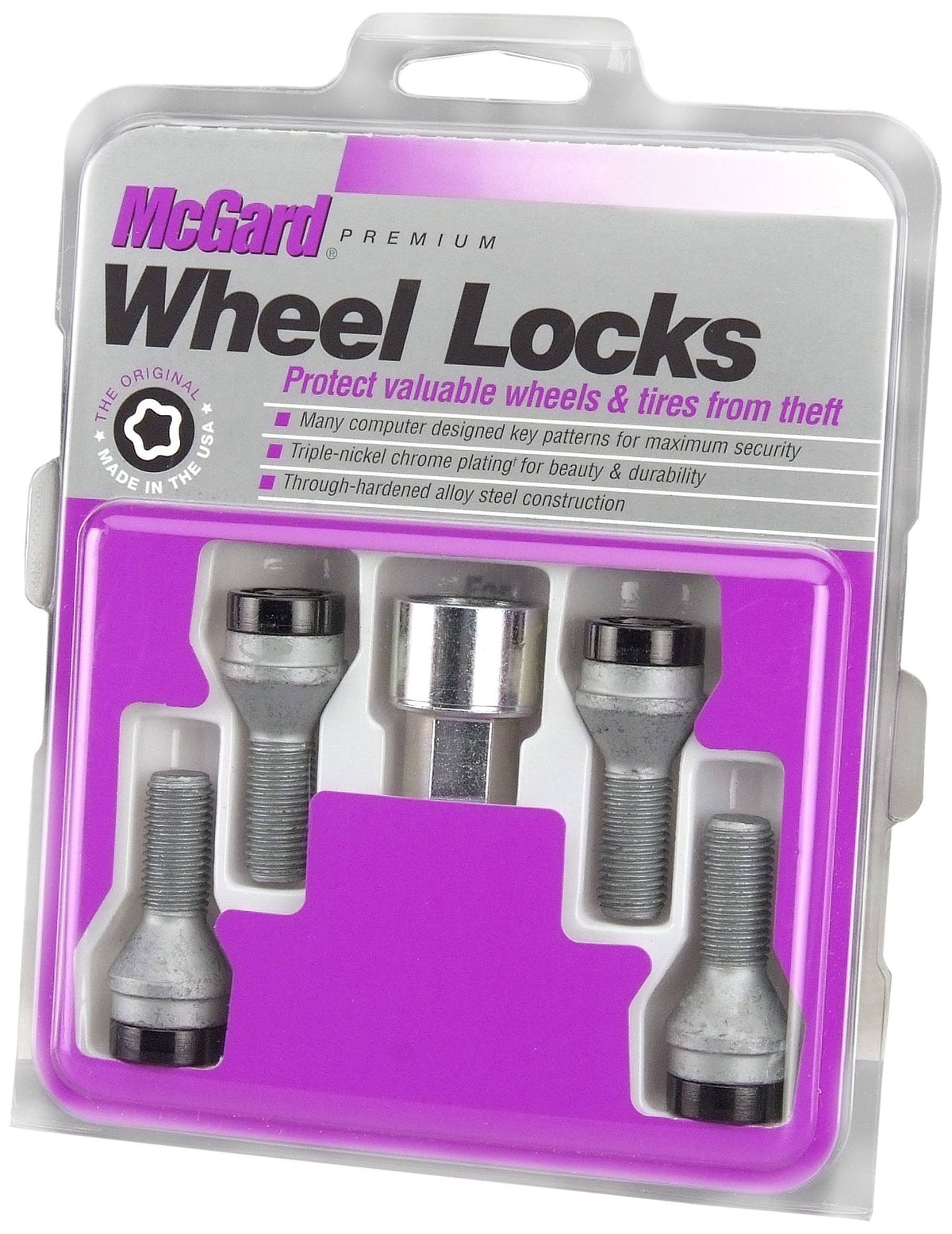 Chrome Black Cone Seat Bolt Wheel Lock Set L284