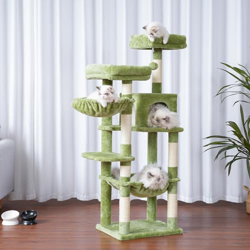56 inches Smoky Gray Cat Tree with Scratching Posts E193144