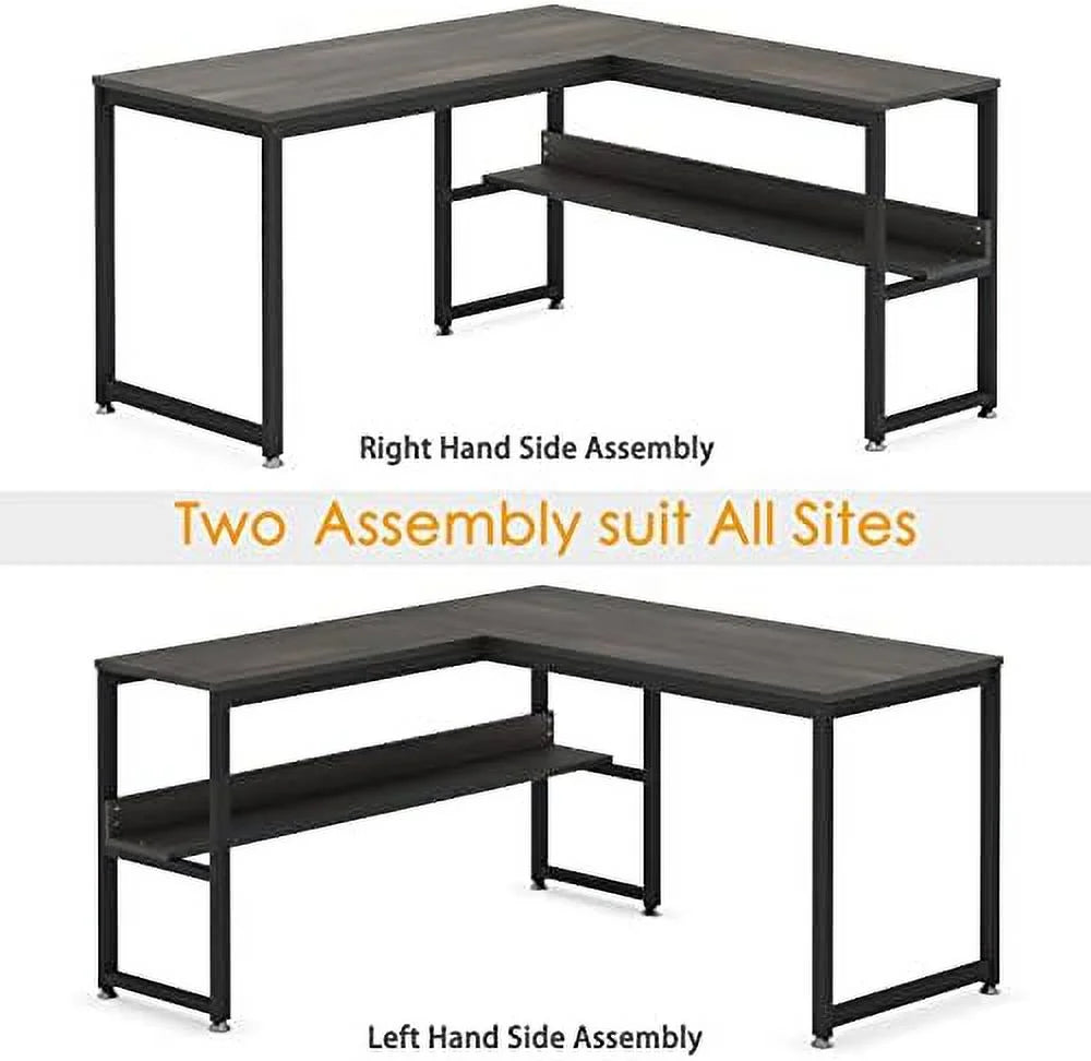 L Shaped Desk 55 inch with Shelves I23931