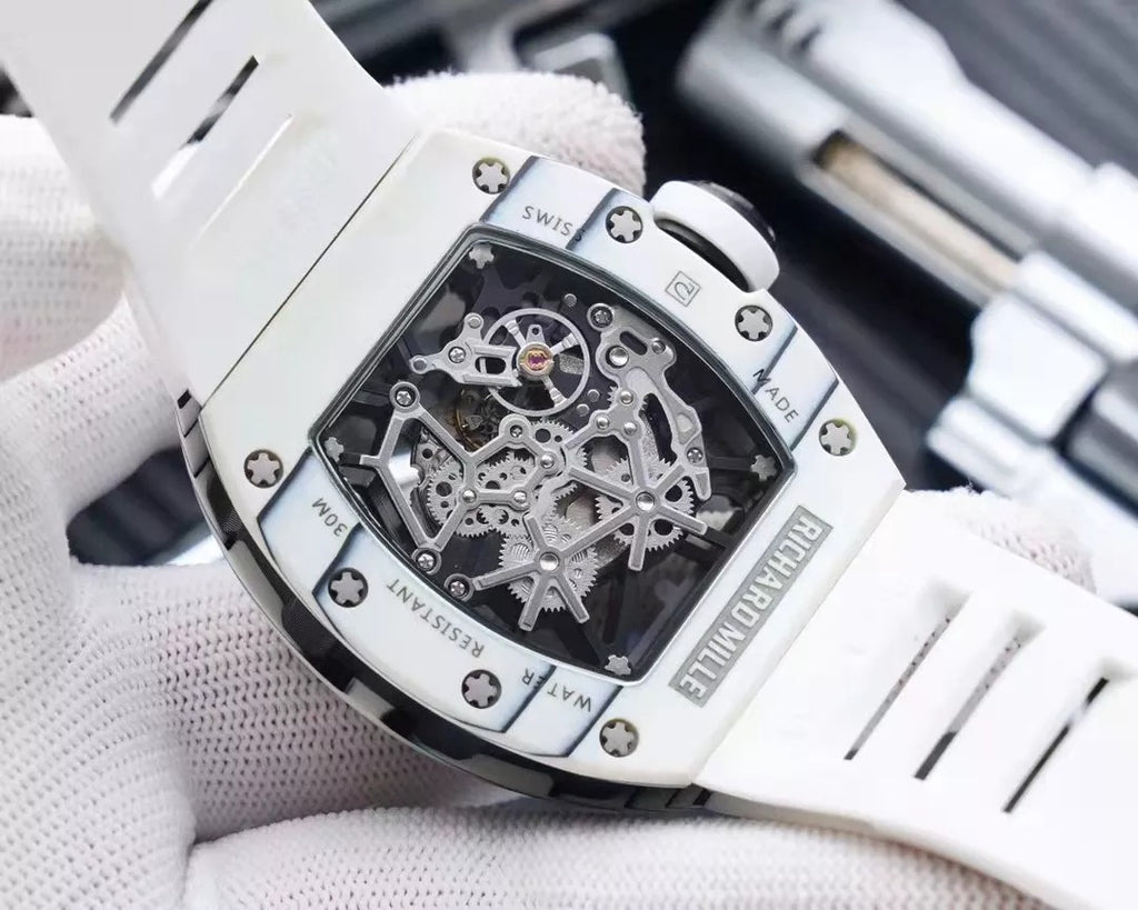 White Dial White Bezel White Rubber Strap Watch X28618