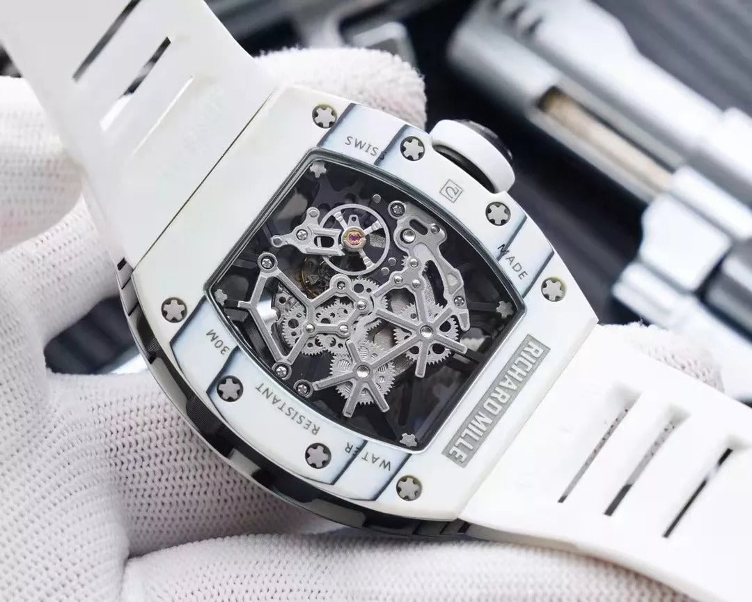 White Dial White Bezel White Rubber Strap Watch X28618