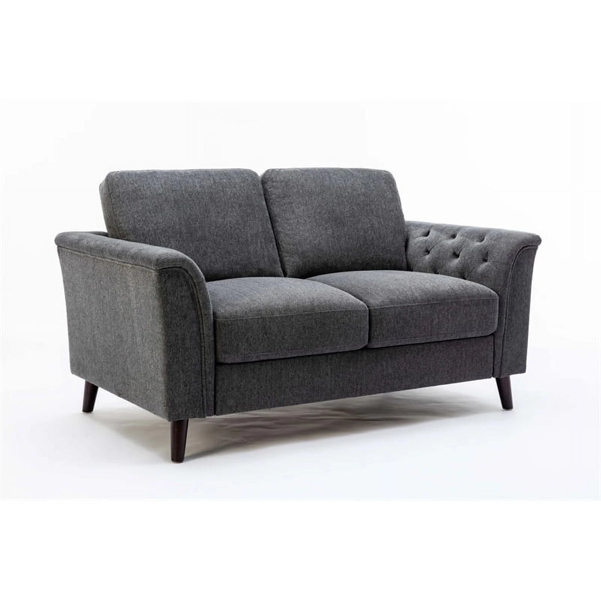 3-Piece Linen Fabric Sofa Set with Tufted Arms in Dark Gray V86396
