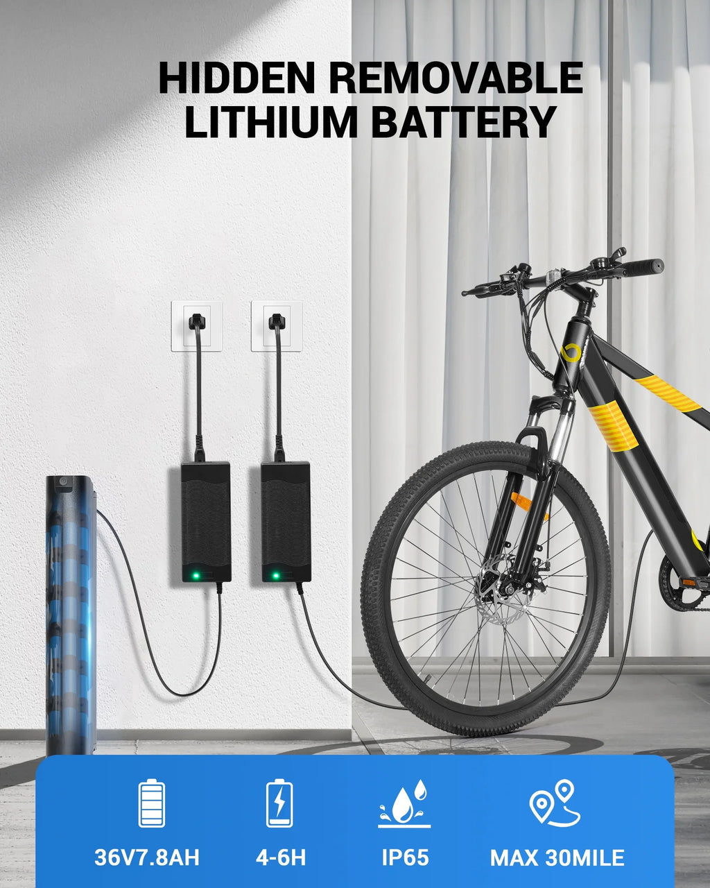 350W 26 Electric Mountain Bike with Removable Battery E22150