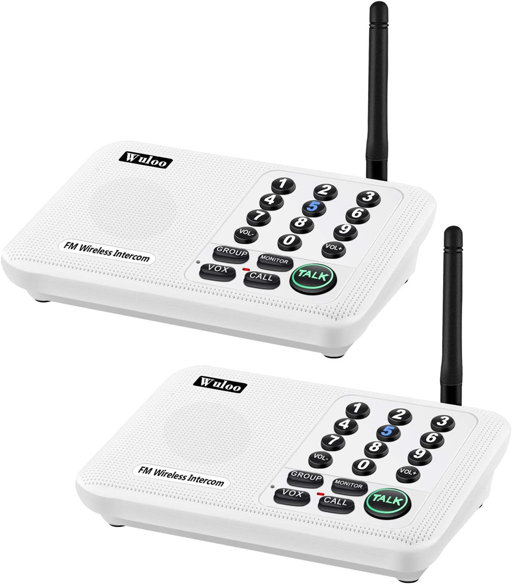 Wireless Intercom System, 2 Packs, White, 5280 Feet Range F801376
